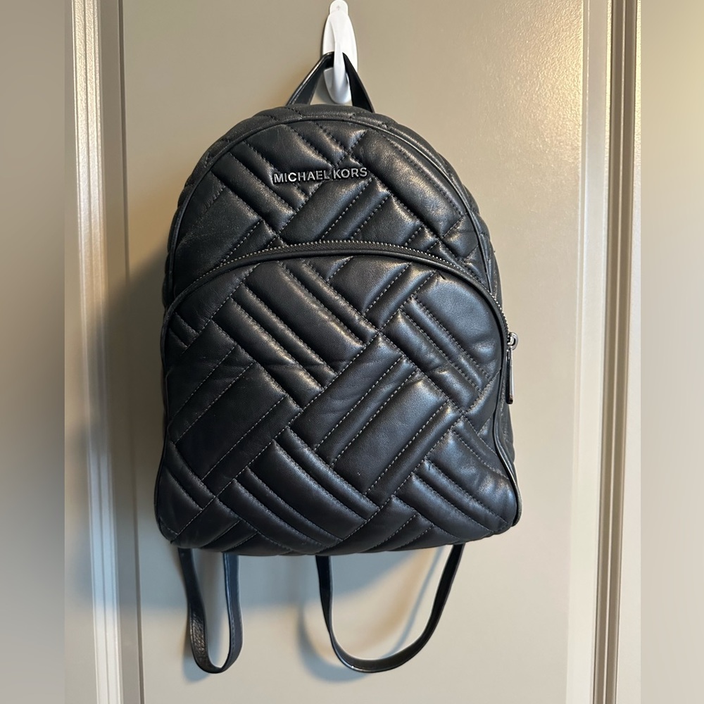 Michael Kors Abbey Leather Quilted Backpack